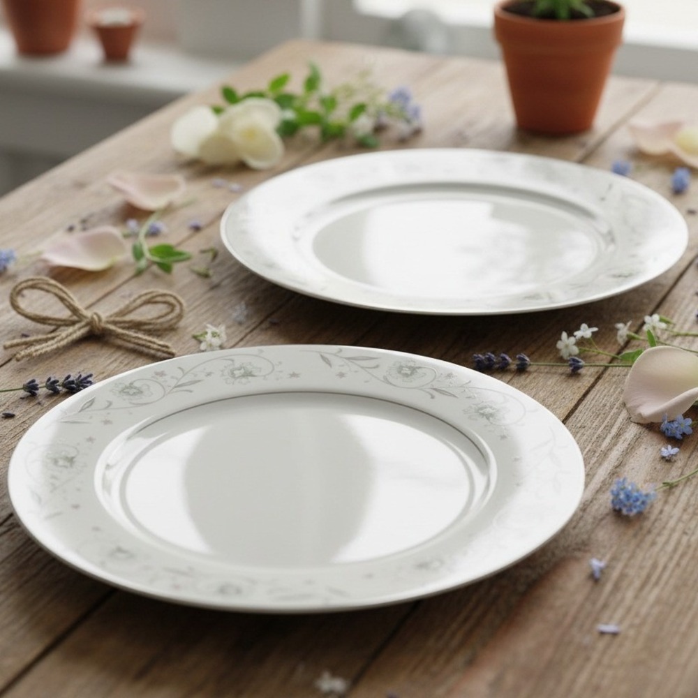 English Garden China Dinner Plates #1221 , Set of 2, Floral Pattern Dinnerware